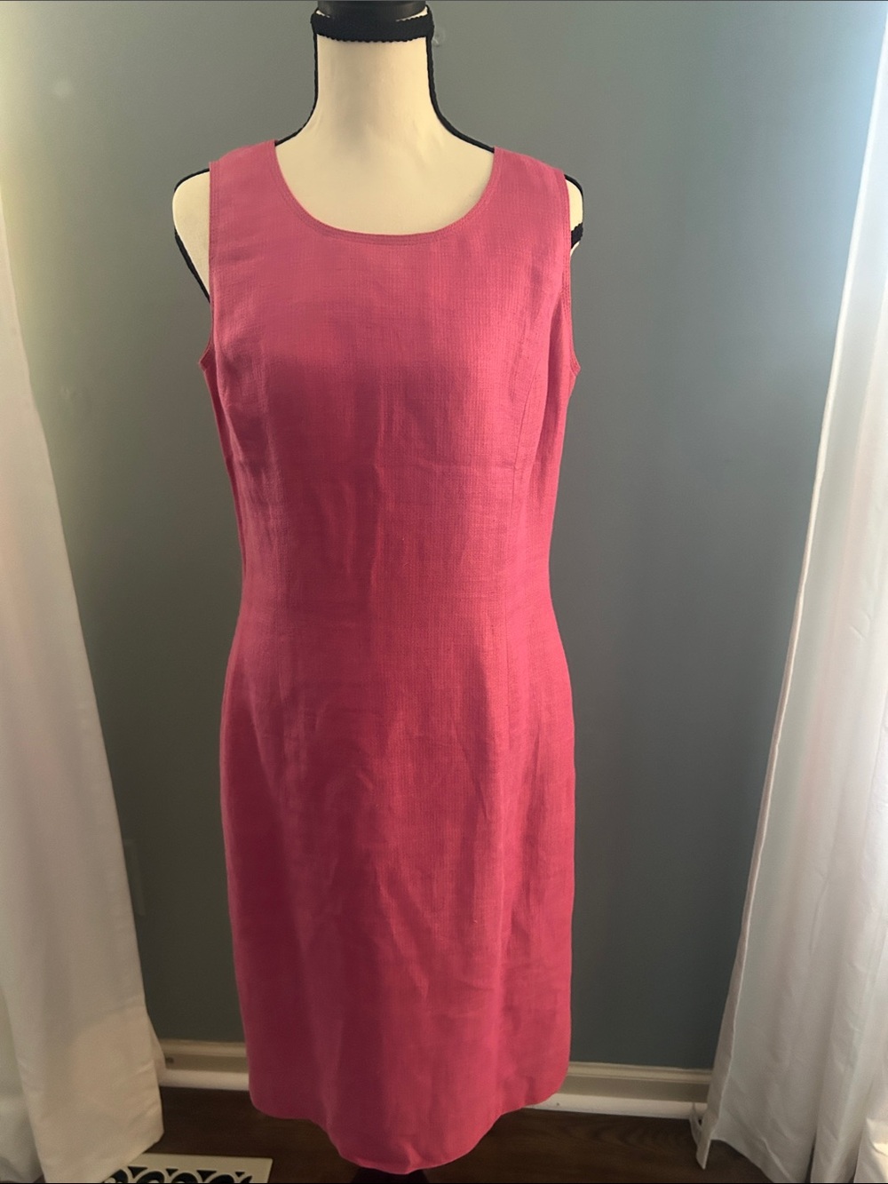 Anne Klein Hot Pink Sleeveless Midi Sheath Dress